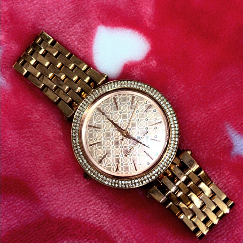 Michael Kors Rose Gold Crystal-Accented Bracelet Watch